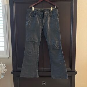 CUSTOM MADE LEATHER BELL BOTTOMS 34” waist